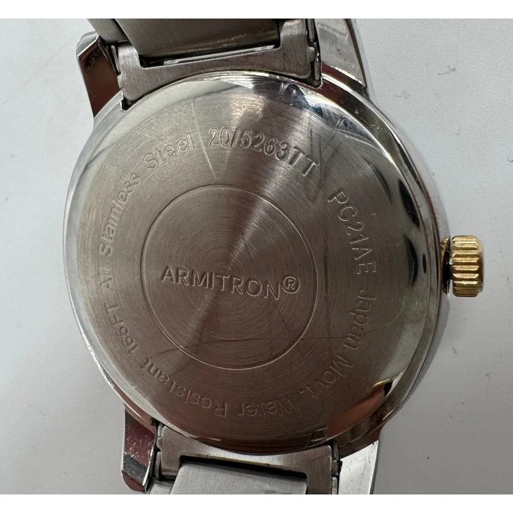 Armitron Mens Diamond Blue Dial Two Tone Quartz Watch 20/5263TT New Battery